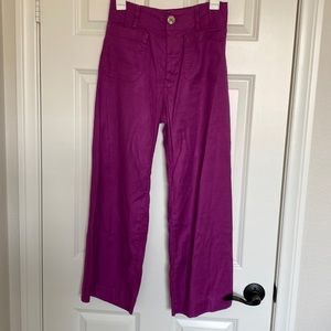 Maeve Cropped Wide Leg linen Pants Size 2
